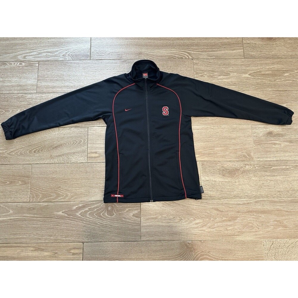 Vintage Nike Stanford Cardinal Black Full-Zip Track Jacket XS Y2K